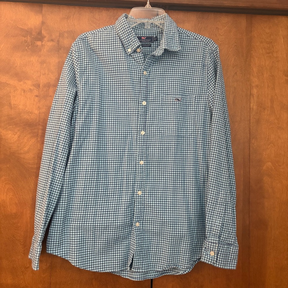 Vineyard Vines Men's Blue Gingham Button Down Shirt